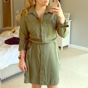 Green shirt dress